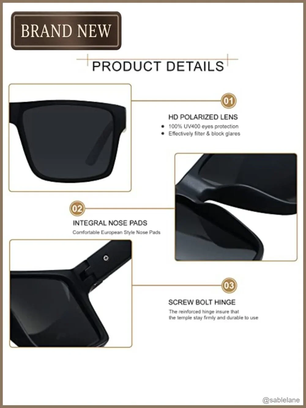Polarized Oversized Square Sunglasses UV400 Protection Rectangle Shades